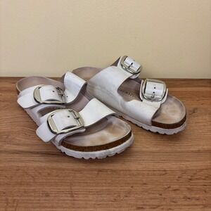 BIRKENSTOCK Arizona Big Buckle Slide Sandal Size 36 White Leather Comfort Casual